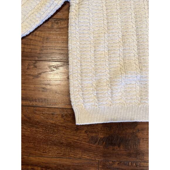 Talbots Women’s Light Beige Cotton Sweater Cable Knit Edge Ribbed Size Large - Picture 3 of 8